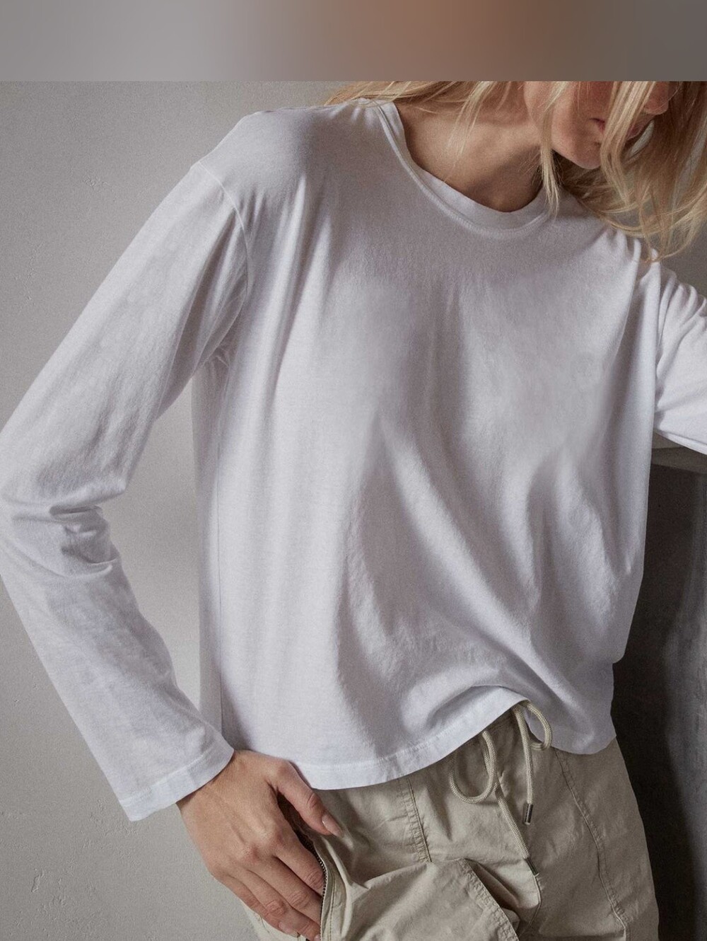 James Perse Vintage Long Sleeve Boxy Tee White 4 XL